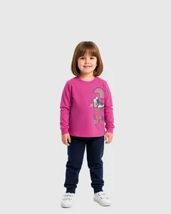 Conjunto Infantil Menina Blusão Brincadeira Em Moletom Flanelado Malwee Kids Rosa - 3