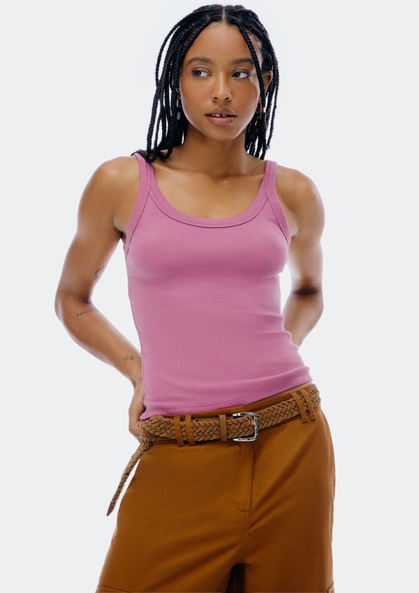 Regata Básica Feminina Slim Rib - Lilás EXG