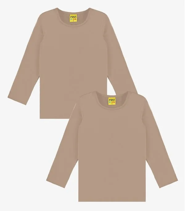 Kit 2 Camisetas Menina Manga Longa Térmica Rovi Kids Marrom 8