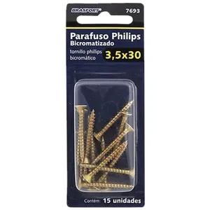 Parafuso Philips Bicromatizado 3,5X30 com 15 Peças - Brasfort