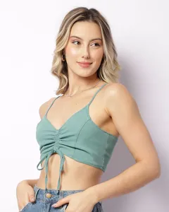 Blusa Feminina Alcinha Cropped Com Colissê Verde M