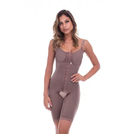 Modelador Shorts com Alça Premium Cor Castanho Tamanh EPP/38 Biobela