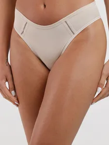 Calcinha Microfibra Ponto Crochê Feminina AREIA P