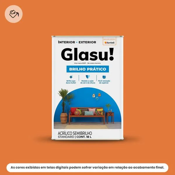 Tinta Acrílica Standard Semibrilho Glasu Suvinil 18L Brilho Prático Cenoura (MP)