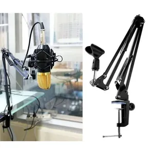 Braço Suporte Pedestal de Mesa Articulado para Microfones com Mola Superforte e Pernas Ajustáveis Preto OEM Braço Suporte Pedestal de Mesa Articulado para Microfones com Estrutura Flexível Preto OEM