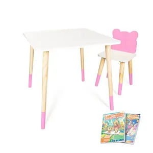 Kit Mesa e Cadeira Infantil Urso G Rosa