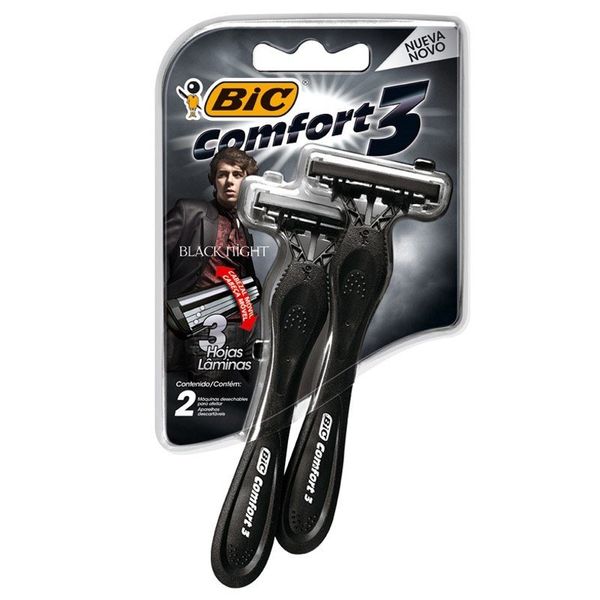 Aparelho Barbear Bic Comfort 3 Black Night Com 2 Unid