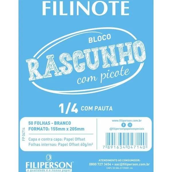 BLOCO PARA RASCUNHO C/PICOTE C/PAUTA 155X205 50FL