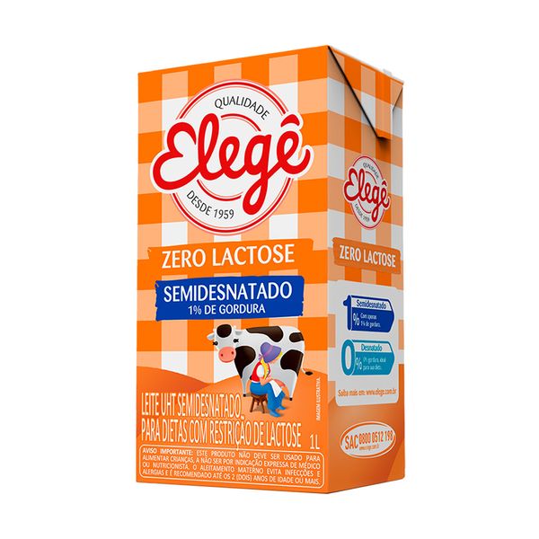 Leite Elege UHT Semi Desnatado Sem Lactose 1L