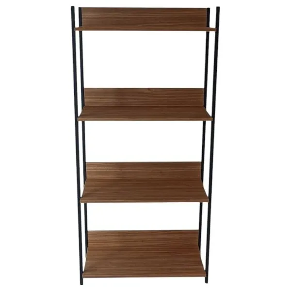 Estante Industrial Quality Modulados Metalon 1,50x72x35cm Preto E Freijó QM017 (MP)