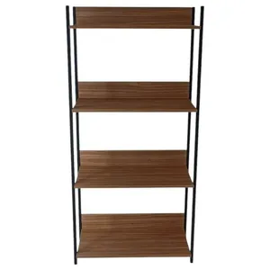 Estante Industrial Quality Modulados Metalon 1,50x72x35cm Preto E Freijó QM017 (MP)