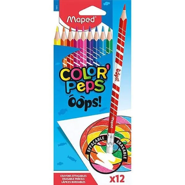 Kit Lápis De Cor Apagável Color´peps 12 Cores + Lápis De Cor Jumbo Rainbow