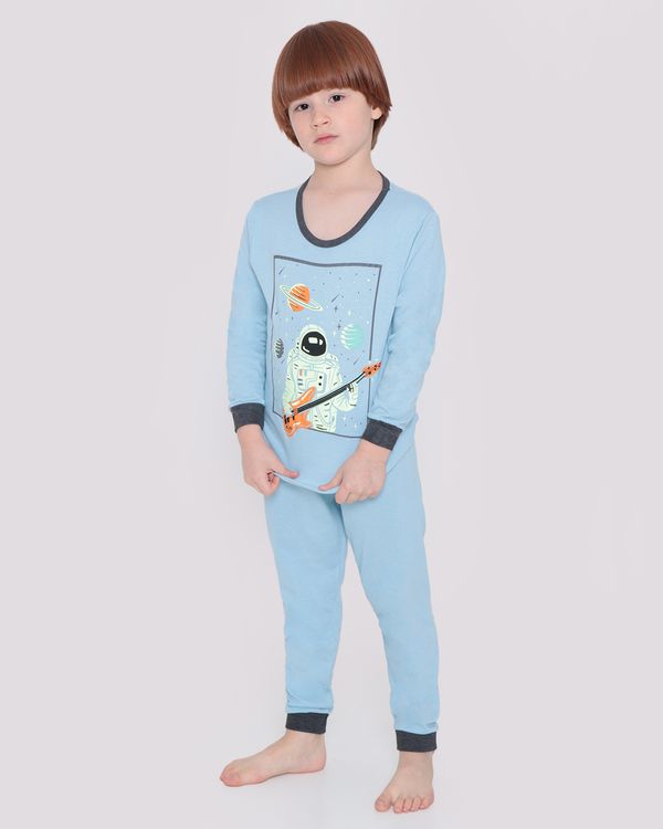 Pijama Infantil Estampa Astronauta Guitarrista Azul 4
