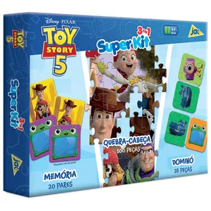 Kit De Diversão - Quebra-Cabeça + Memória + Dominó - Disney - Pixar - Toy Story 5 - Toyster