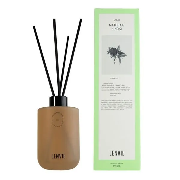 Difusor de Perfume Matcha e Hinoki 220ML Urban Design Sofisticado Dourado L'envie Difusor de Perfume Matcha e Hinoki 220ML Urban Dourado L'envie