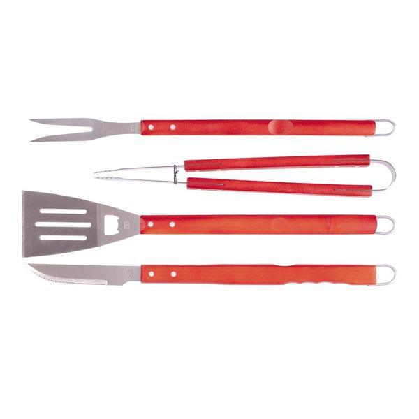 Conjunto para Churrasco 4 Peças Cabos Compridos