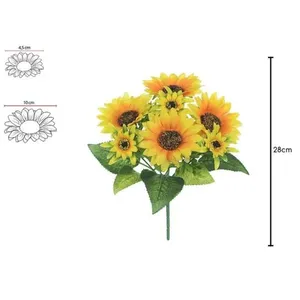 Buquê Artificial Girassol Florarte Amarelo X7 28cm 2001 (MP)