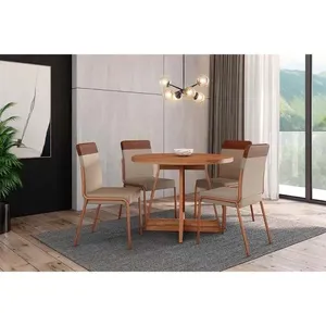 Mesa Sala Jantar Átria 100cm + 4 Cadeiras Duo Rose Carraro
