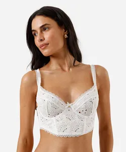 sutiã cropped meia taça feminino de laise off white 48