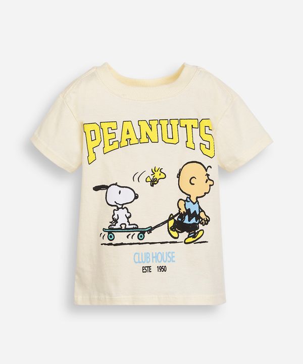 camiseta infantil de algodão manga curta snoopy amarela 3