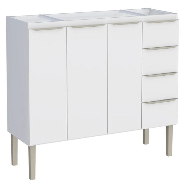 Gabinete Cozinha Aço Flora 144X91X52 Branco Pia 150 Cozimax