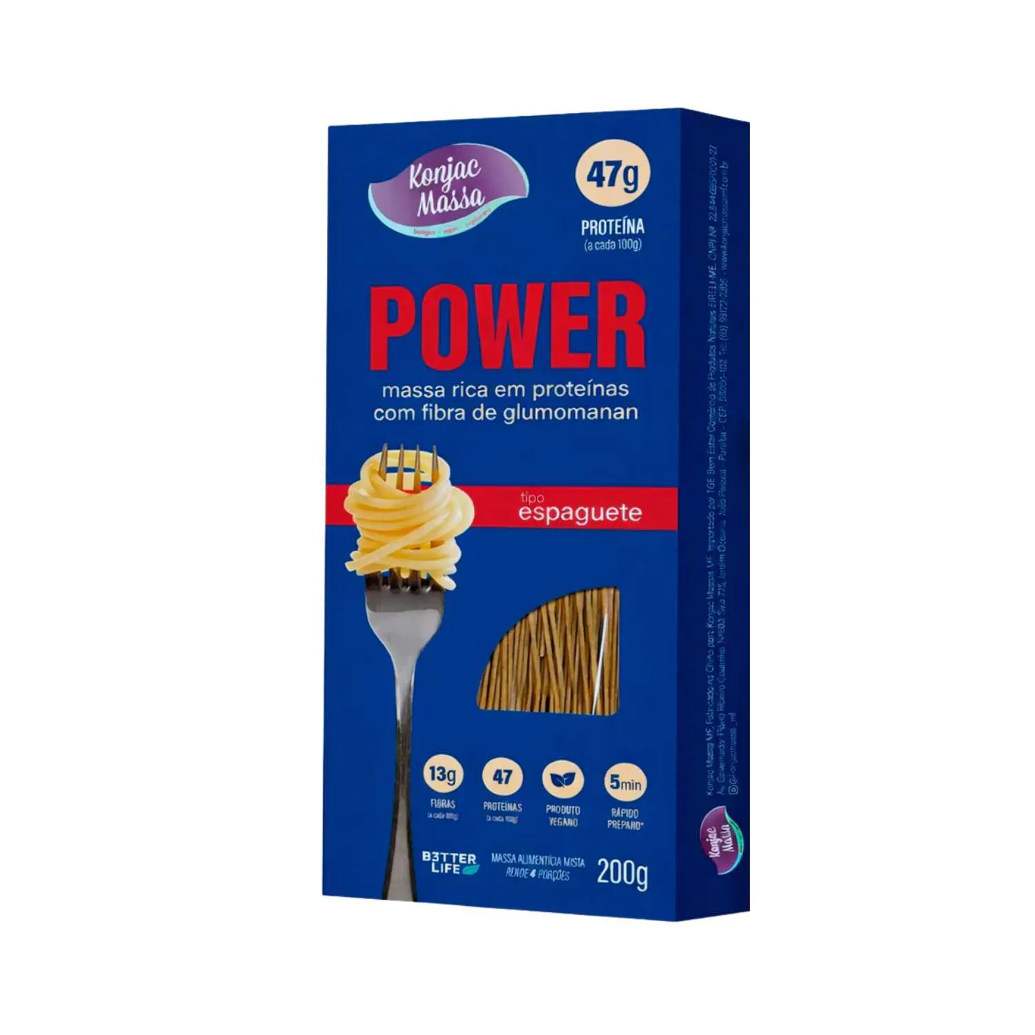 Macarrão De Konjac Tipo Espaguete Power 47g Proteína - Massa MF 200g