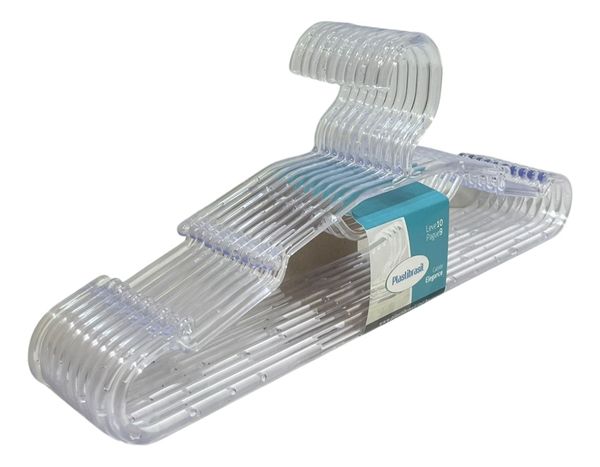 Cabide Elegance Transparente Cristal 10 Und Plastibrasil