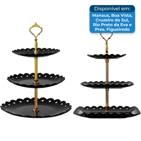 Suporte Para Cupcake Rauvolfia 02 Peças Com 03 Andares Preto A-BI