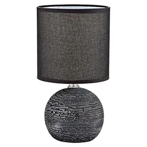 Abajur Sem Lâmpada Cerâmica Dacron Preto 13x13x25,5cm CB3664 - Moment
