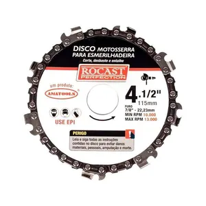 Disco Motosserra para Esmerilhadeira 13.000 RPM Encaixe 7/8'' Rocast