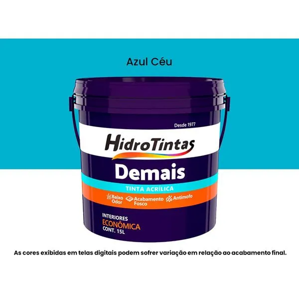 Tinta Acrílica Econômica Hidrotintas Fosca 15L Demais Azul Céu (MP)