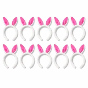 Kit 10 Tiaras de Coelho Páscoa de Pelúcia com Orelhas Felpudas Branca e Pink Extra Festas Kit 10 Tiaras de Coelho de Pelúcia Orelhas Felpudas Branca e Pink Extra Festas