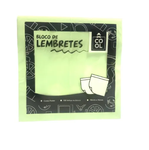 Bloco Anotações Adesivo 100 Folhas Verde Pastel