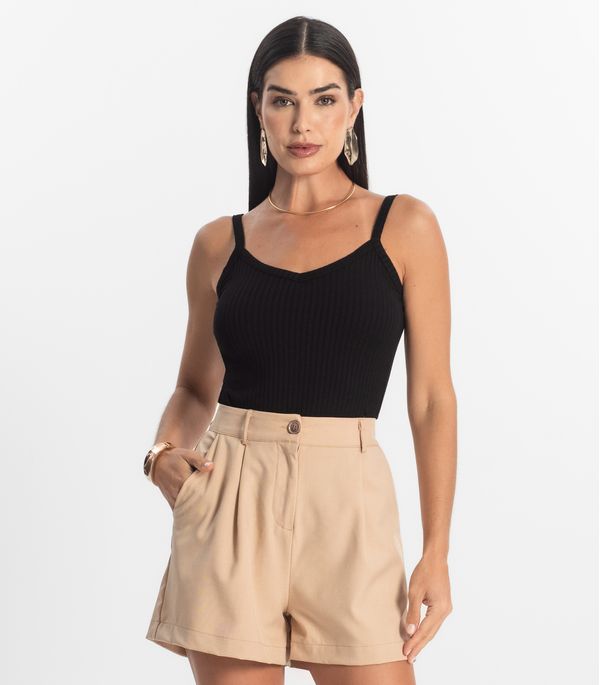 Blusa Básica de Alça Feminina Rovitex Preto G