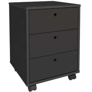 Gaveteiro Para Escritório Office com Rodízios 03 Gavetas New A02 Preto - Lyam Decor