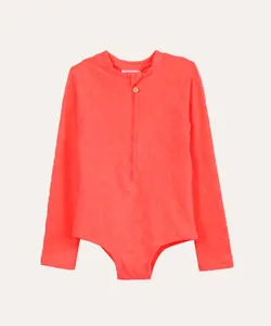 maiô infantil texturizado floral laranja 10