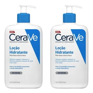 Kit com 2 Unidades de Cerave loção hidratante para pele seca corpo e rosto Sem Perfume 473ml