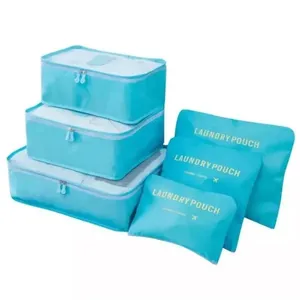 Organizador de Mala OEM Kit 6 Peças em Poliéster 39X30X12cm Azul para Viagem Roupas e Acessórios Organizador de Mala OEM Kit 6 Peças em Poliéster 39X30X12cm Azul para Bagagem em Viagem