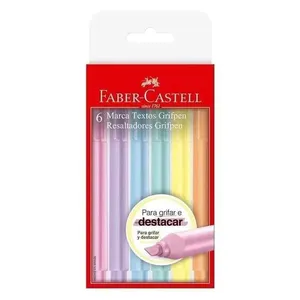 Caneta Marca Texto Pastel Estojo 6 Cores Grifpen Faber Castell