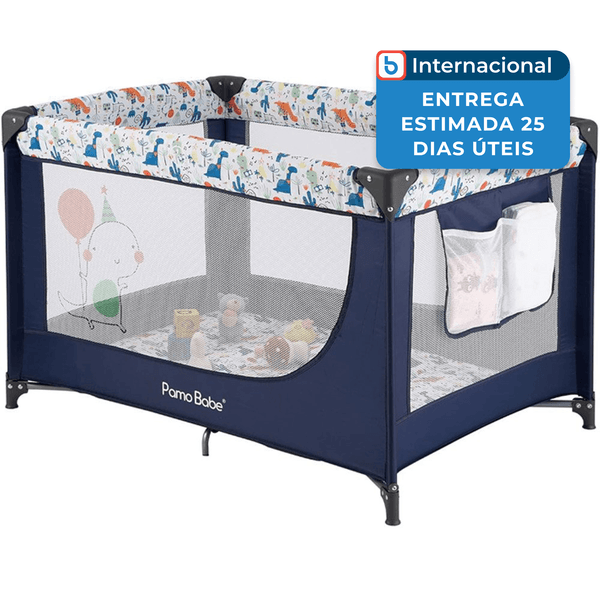 Berço Cercadinho Pamo Babe Portátil e Dobrável Azul A-MBI