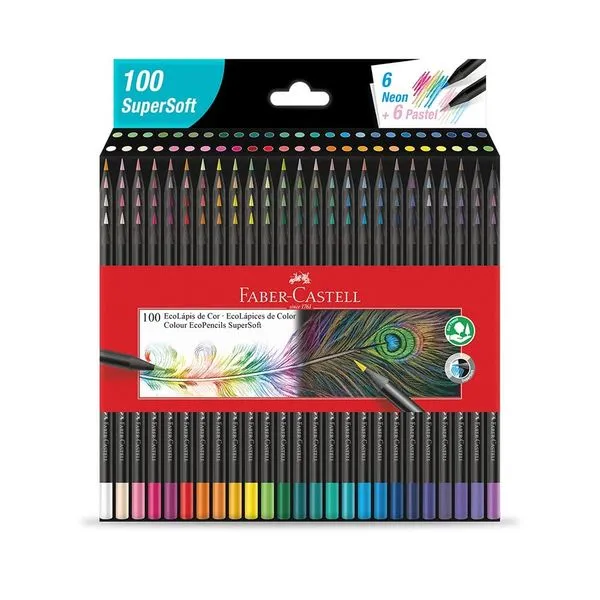 Lápis De Cor 100 Cores Supersoft Ecolápis