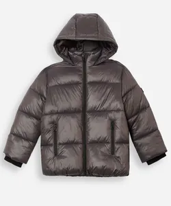 jaqueta puffer infantil com capuz cinza 4