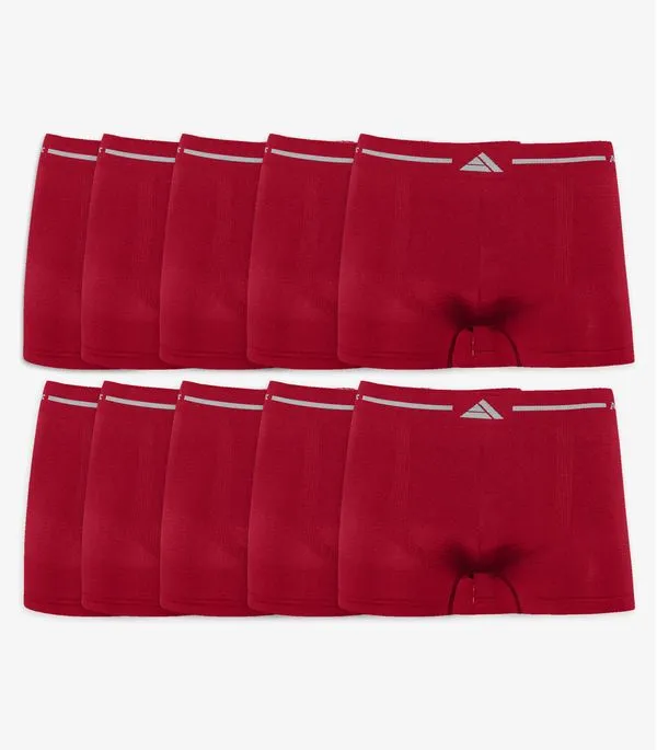Kit 10 Cuecas Boxer Lisa Microfibra Altomax Vermelho G