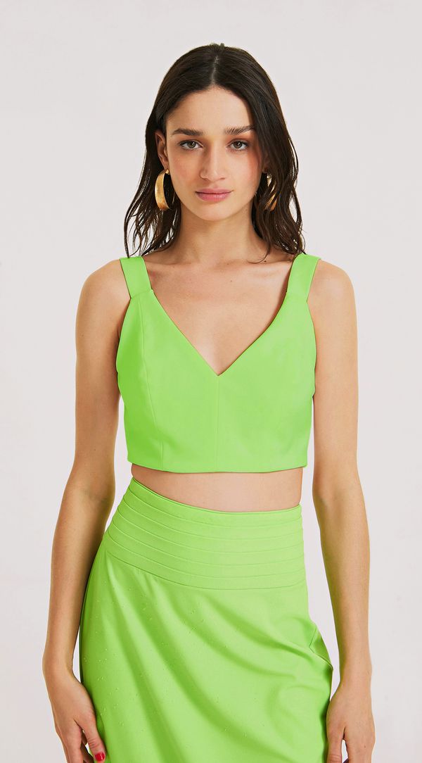 Top Morena Rosa Justo Alça Detalhe Zíper Verde Claro M