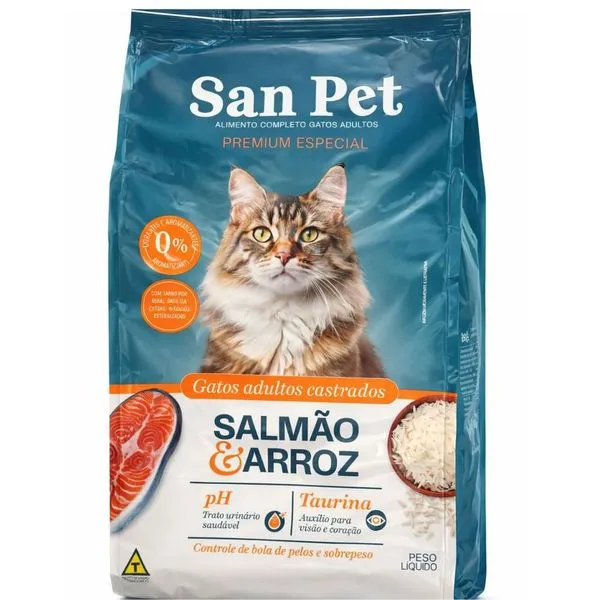 Ração Gatos Adultos Castrados San Pet Salmão 10,1kg (MP)