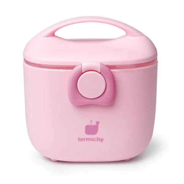Dispenser Fórmula Bebê Termichy Rosa Claro Portátil com Alça e Colher 250g