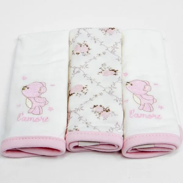 Kit Fralda de Boca 3 unidades - 22515F Arabescos - Rosa