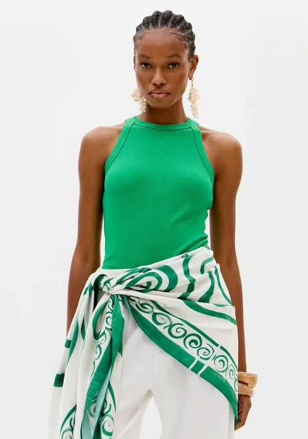 Blusa Regata Canelada Básica Verde PP
