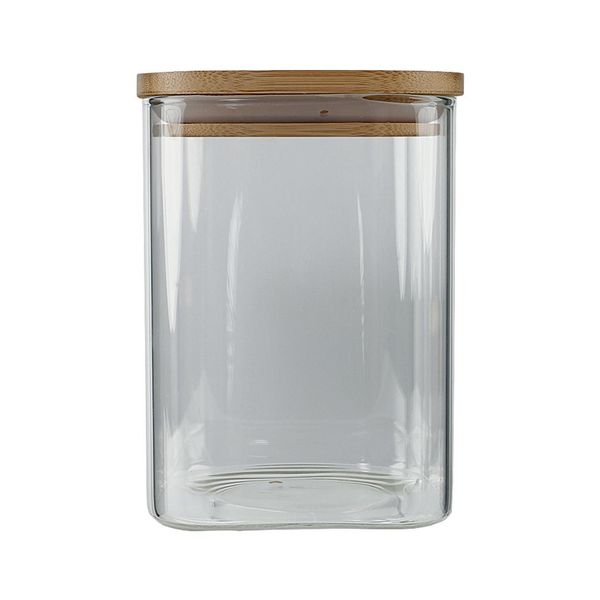 Porta Mantimento Vidro com Tampa Bamboo Quadrado 1.1L CV212781 Cazza