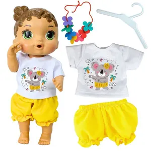 KIT ROUPA BONECA PARA BABY ALIVE - COALA ALOHA - 4 PÇS